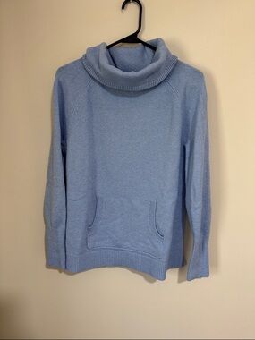 LOFT Light Blue Cowl Neck Pocket Sweater